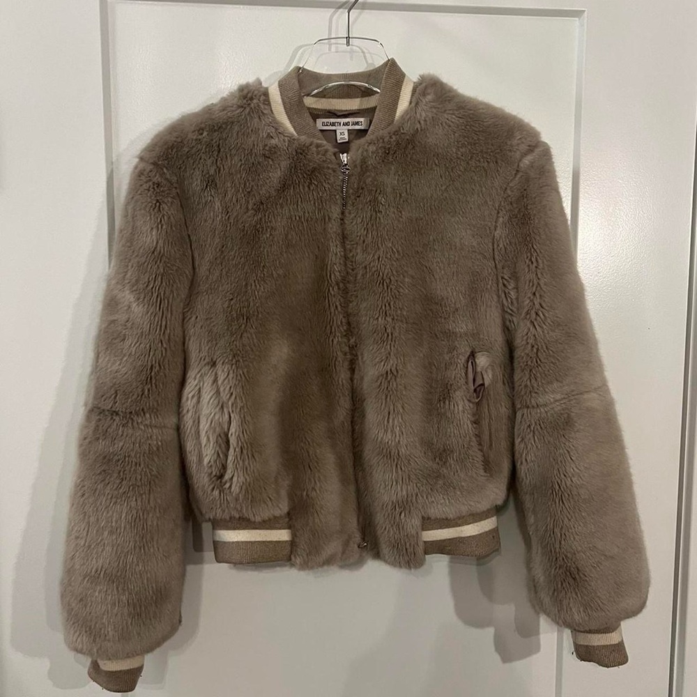 Elizabeth & James Faux Fur Bomber Jacket